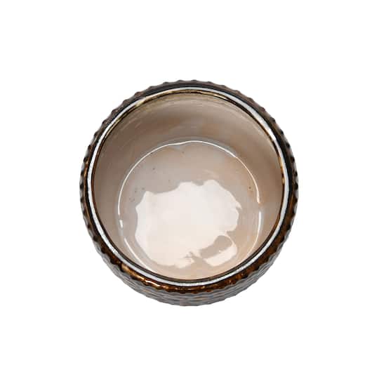Hello Honey® 8" Round Embossed Stoneware Planter with Reactive Glaze Finish